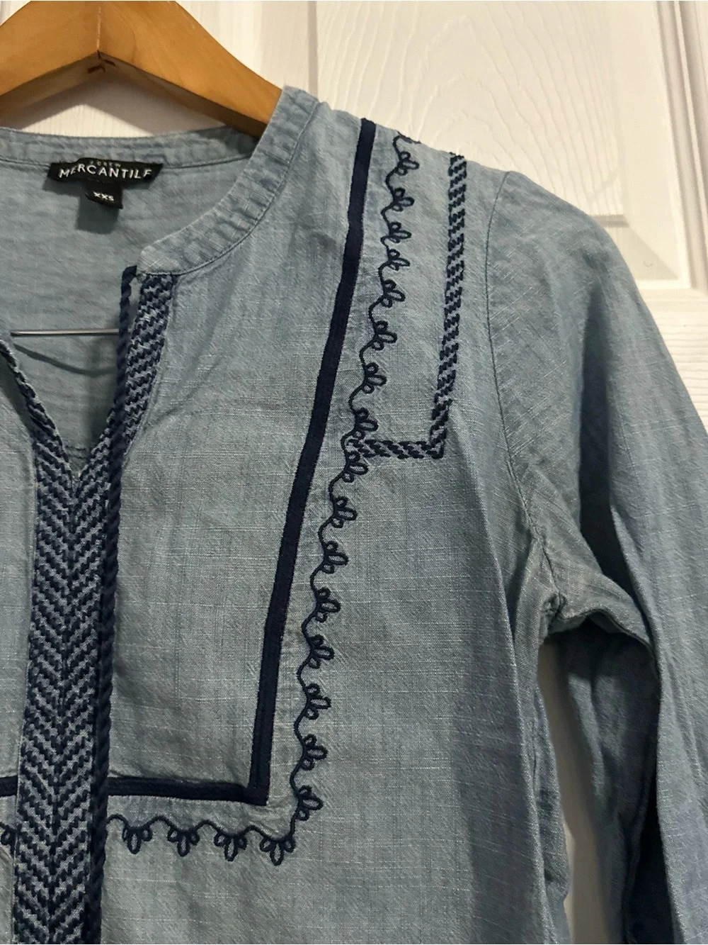 JCREW Mercantile Light Blue Embroidered Women’s Tunic Top